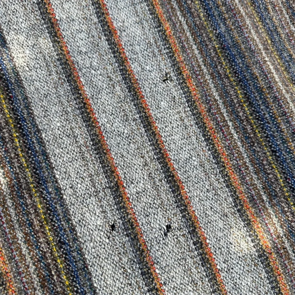 Vintage Camac Rugs Ireland Handwoven 100% Wool Striped Fringe Blanket Throw READ